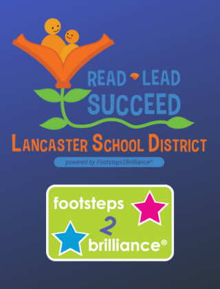  open flower with Read Lead Succeed and Footsteps2Brilliance logos